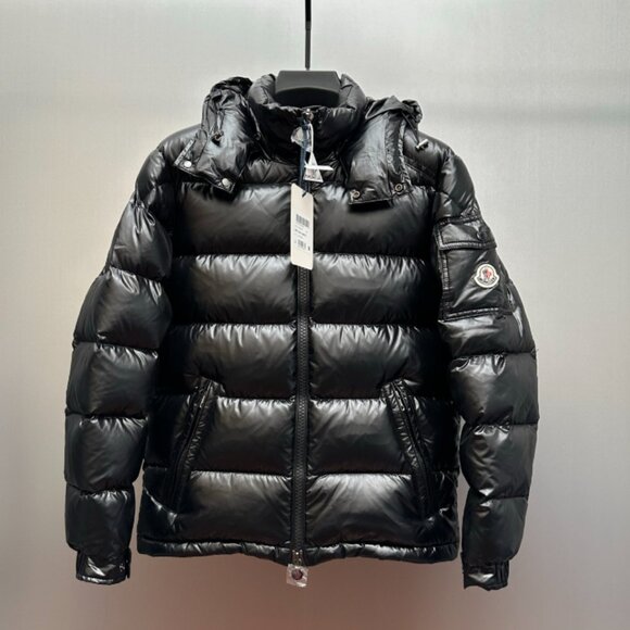 Moncler Black Shiny Hooded Down Jacket - Picture 1 of 7